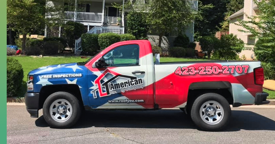 american roofing truck