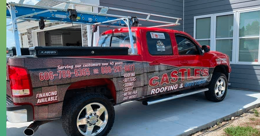 castles roofing truck