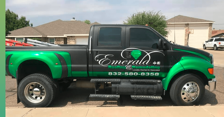 emerald roofing truck