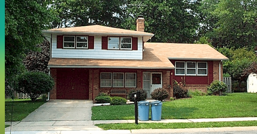 Split level home roof