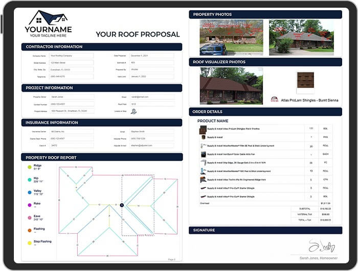 Roof estimator software