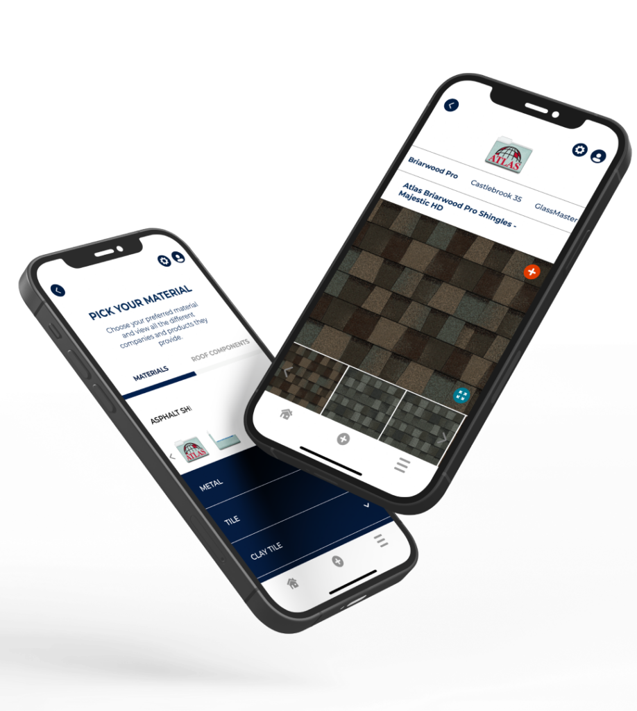 Roofing app for iPhone with material image